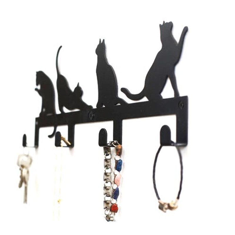 4 Hooks Wall Mounted Holder With CAT DECOR 0