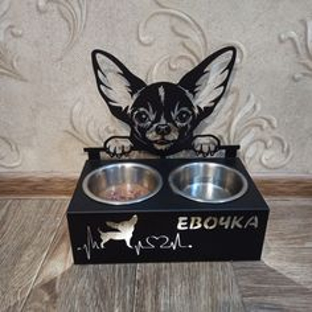 Modern Pet Feeding Station Dog Functional With Motifs Of Different Breeds 0