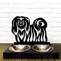 bowl stand,personalized dog bowl, pekingese dog breed, custom dog bowl.
