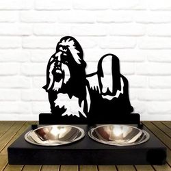 bowl stand,personalized dog bowl, shih tzu dog breed,custom dog bowl