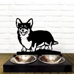 bowl stand,personalized dog bowl, cardigan welsh corgi dog breed,custom dog bowl