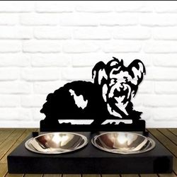 bowl stand,personalized dog bowl, yorkshire terrier dog breed,custom dog bowl