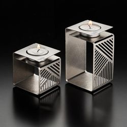 2 geometric tea light holder / tea light candles / pair of tea light candle holders / housewarming gift