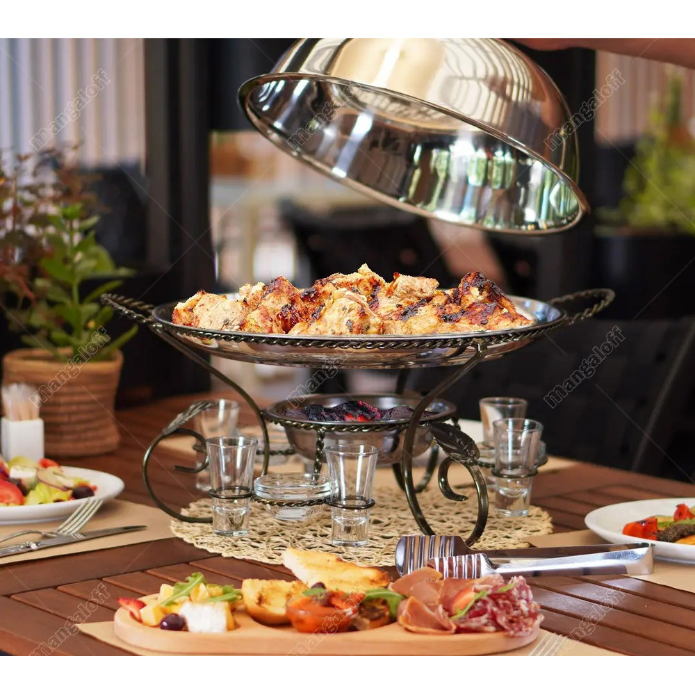 Saj frying Panplatedfood Presentation Stand With Heater Compartmentkebabs Grill Pilaf And Vegetables Warmer 1