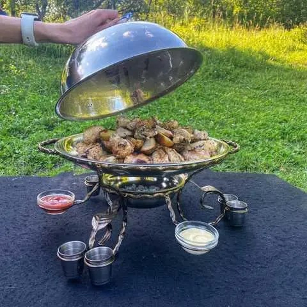 Saj frying Panplatedfood Presentation Stand With Heater Compartmentkebabs Grill Pilaf And Vegetables Warmer 4