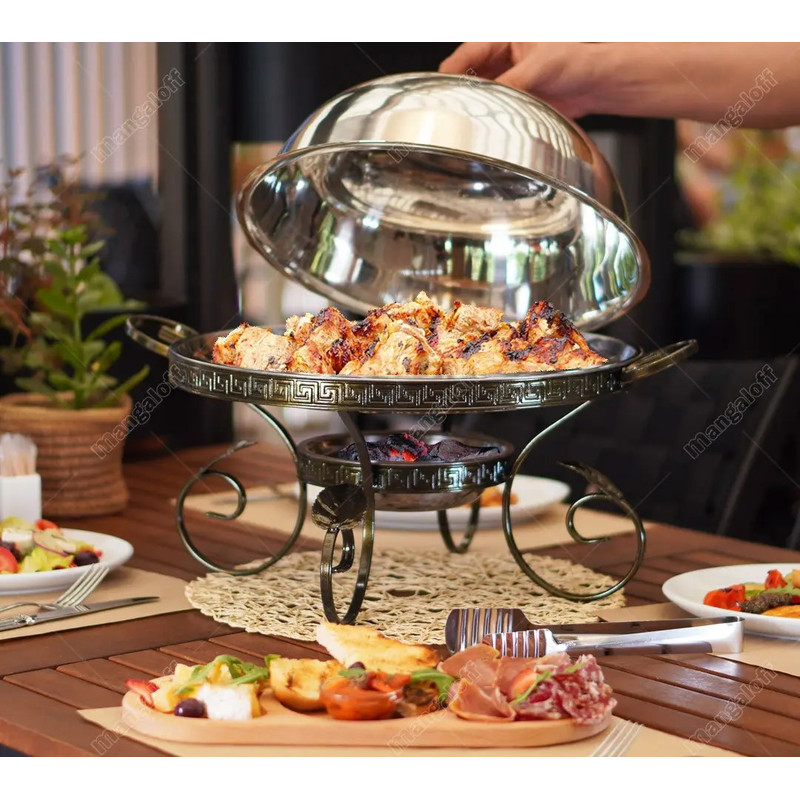 Saj FARAONfrying Panplated Food Presentation Stand With Heater Compartmentkebabs Grill And Vegetables Warmer 1
