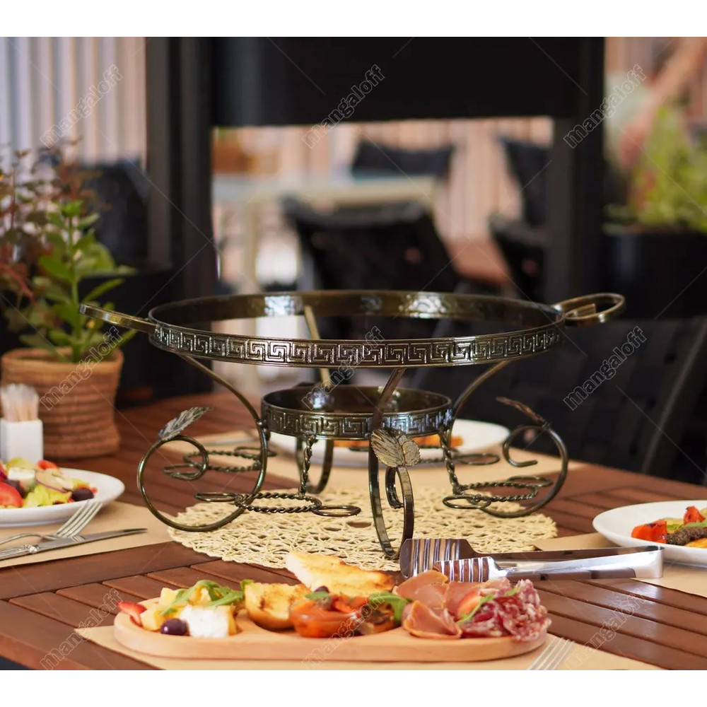 Saj FARAONfrying Panplatedfood Presentation Stand With Heater Compartmentkebabs Grill And Vegetables Warmer 2
