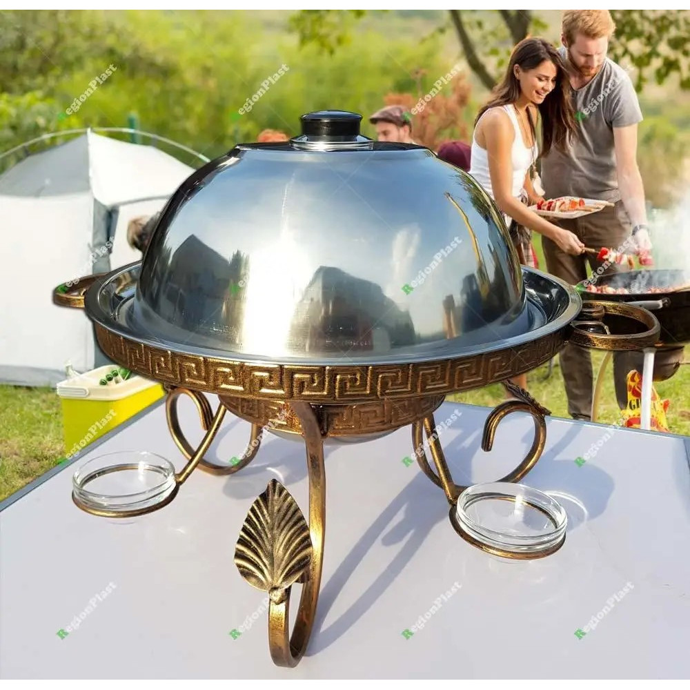 Saj FARAONfrying Panplatedfood Presentation Stand With Heater Compartmentkebabs Grill And Vegetables Warmer 5