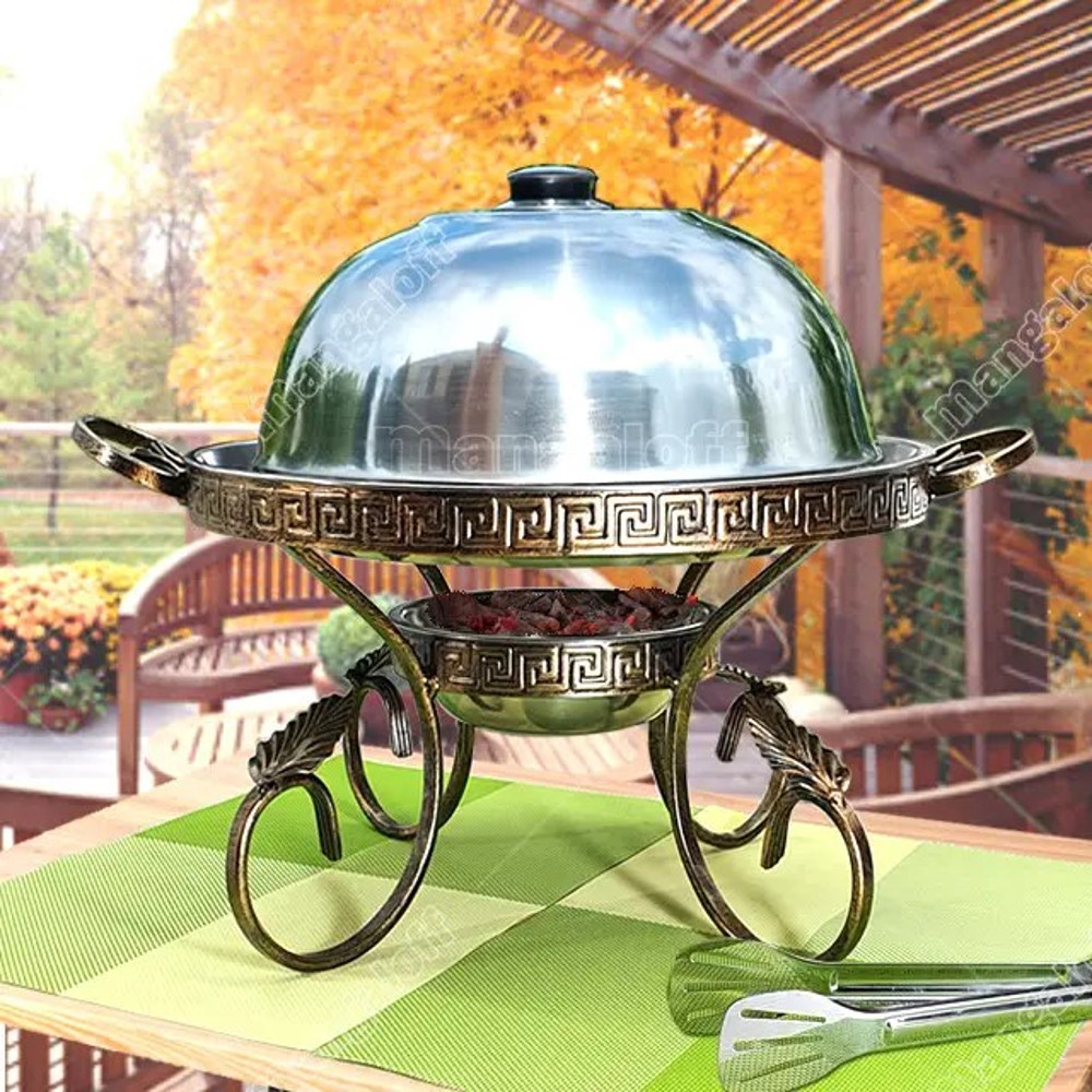 Saj FARAONfrying Panplatedfood Presentation Stand With Heater Compartmentkebabs Grill And Vegetables Warmer 6