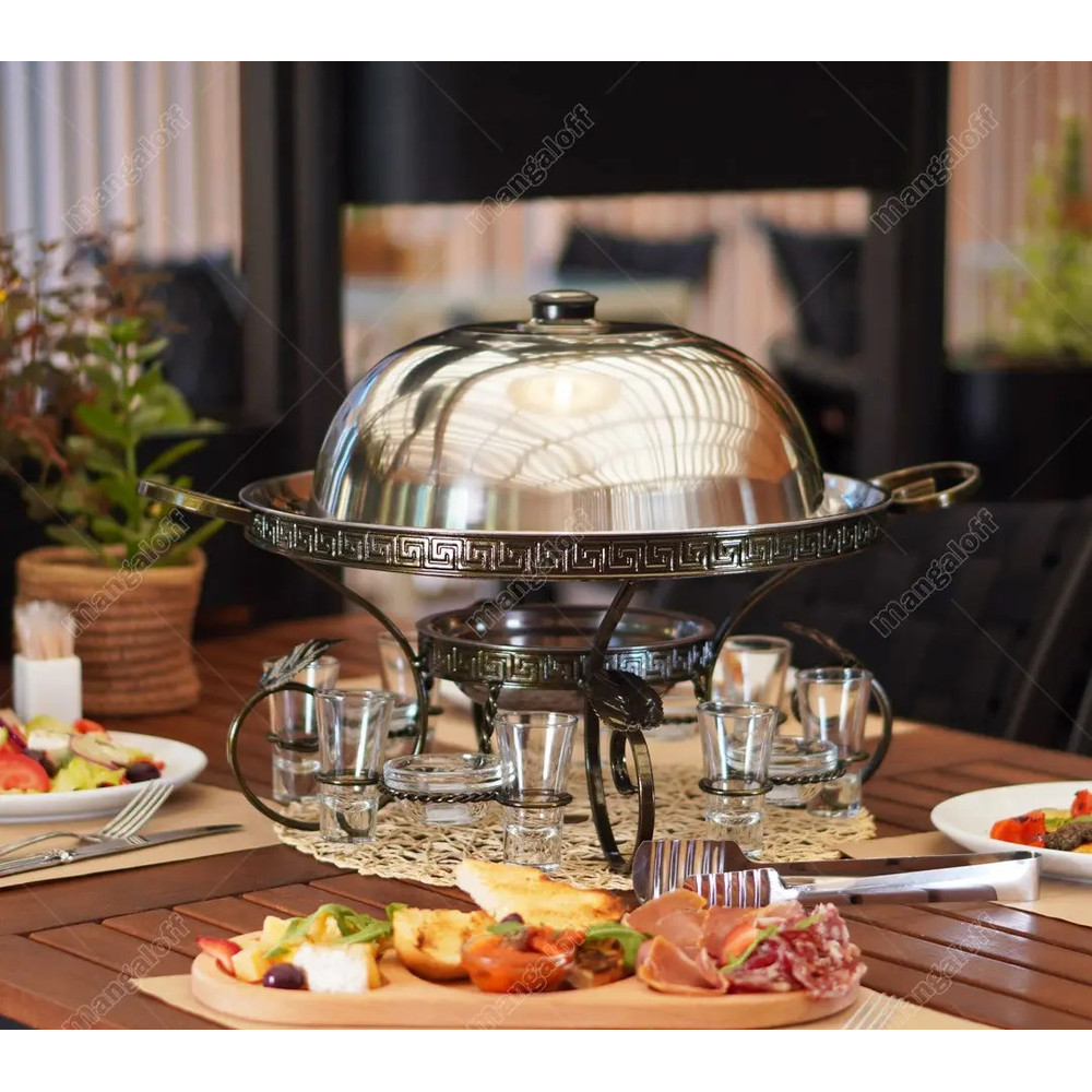 Saj FARAONfrying Panplatedfood Presentation Stand With Heater Compartmentkebabs Grill And Vegetables Warmer 8