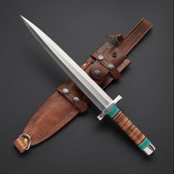 best handmade corban steel knife with leather cover- custom made knife- best gift for men- best for christmas gift