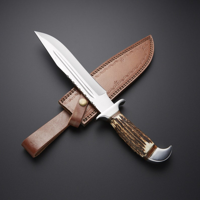 Best Handmade Corban Steel Knife With Leather Cover Natural Stag Handle Knife Gift For Men 0