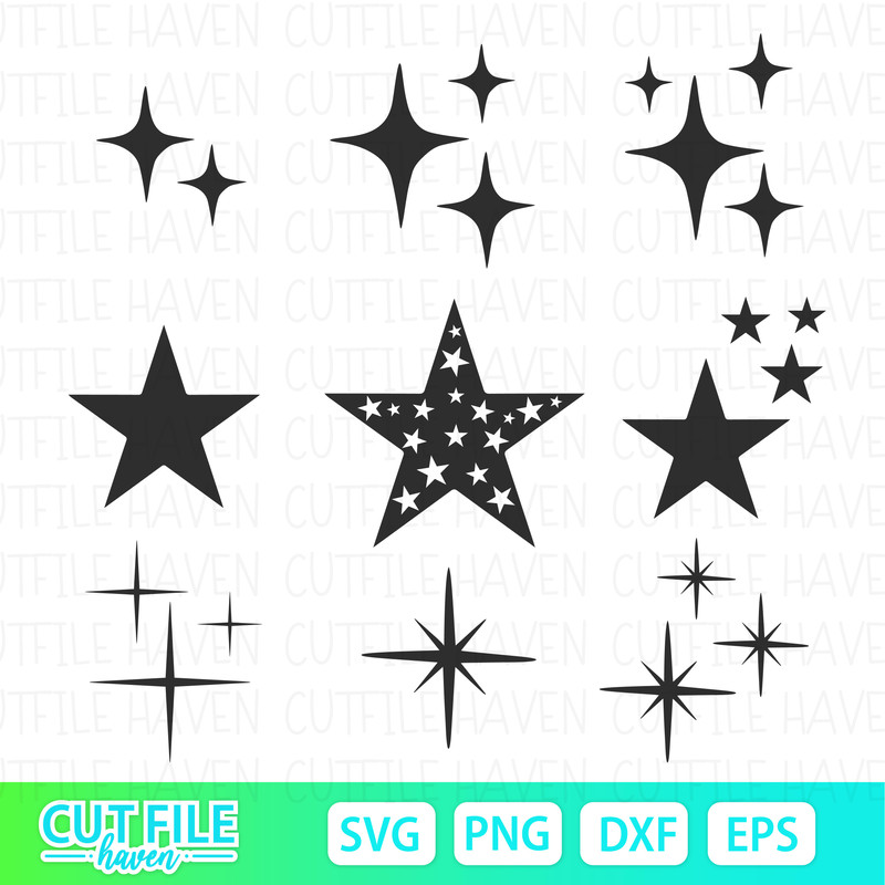 Stars SVG Bundle Sparkle Stars SVG Stars Svg Star Clipart Twinkle Stars Instant Download Cricut Cut 0