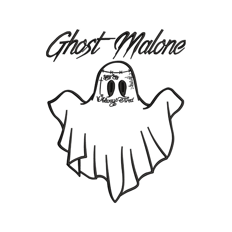 Ghost Malone Applique Embroidery Design 0