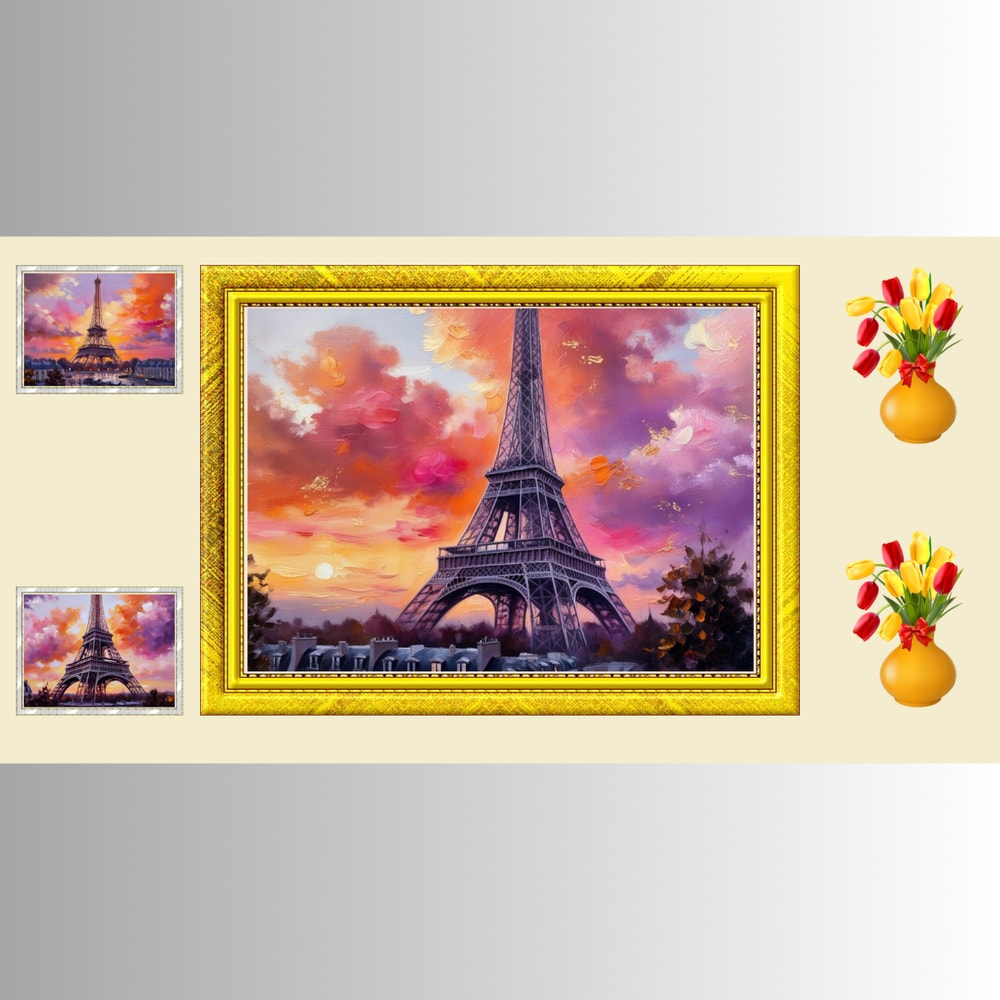 Downloadable Digital Art Featuring The Eiffel Tower Set Against A Captivating Background Designed As Elegant TV Frame D 0