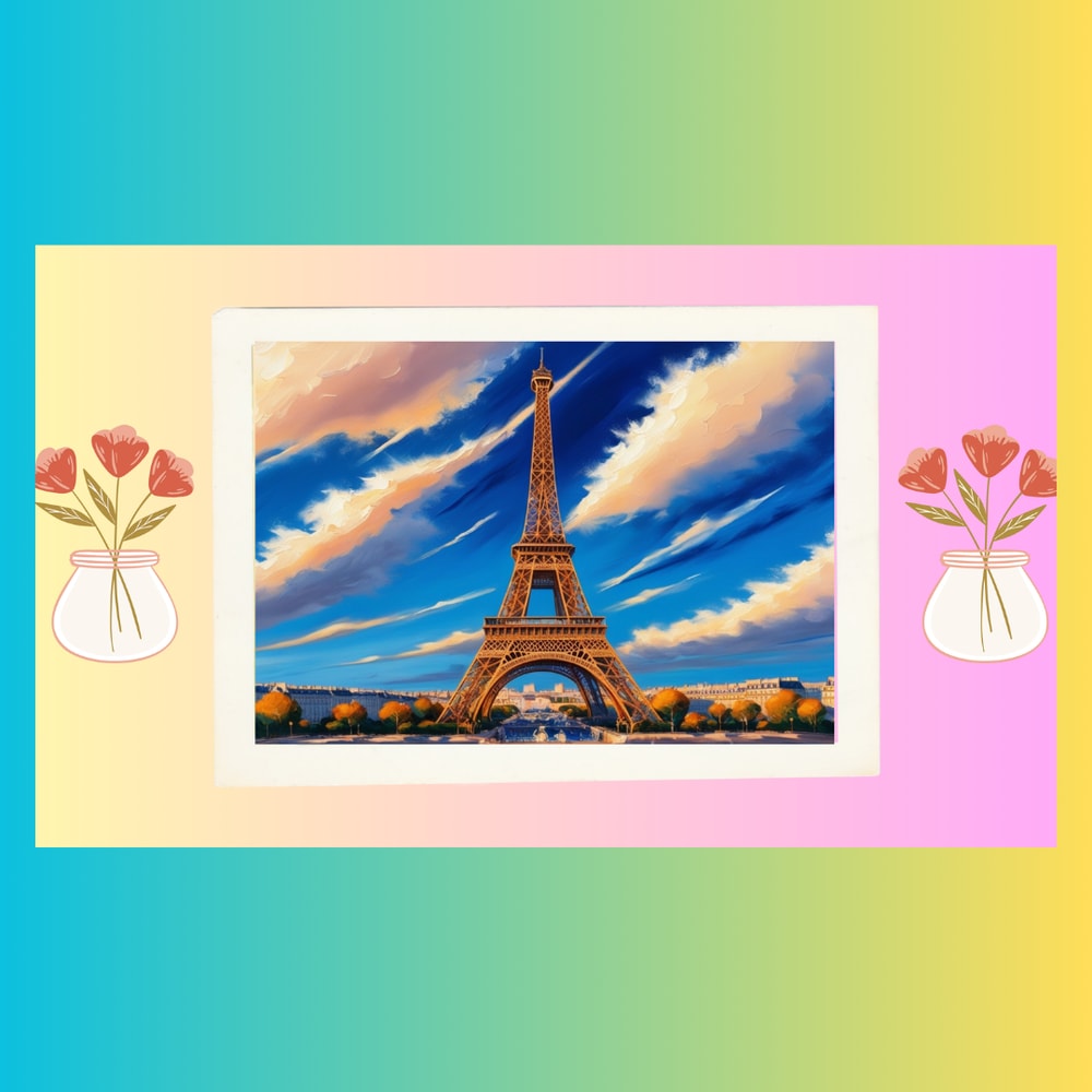 Downloadable Digital Art Featuring The Eiffel Tower Set Against A Captivating Background Designed As Elegant TV Frame D 2