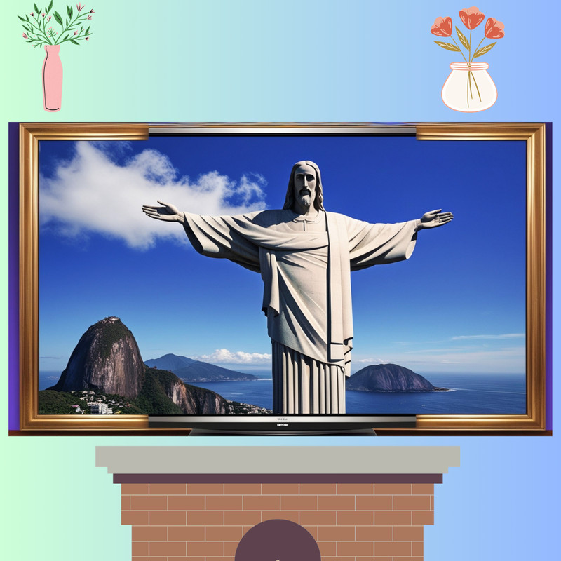 Downloadable Digital Art Of Christ The Redeemer With A Stunning Background Elegant Oil Painting For TV 2