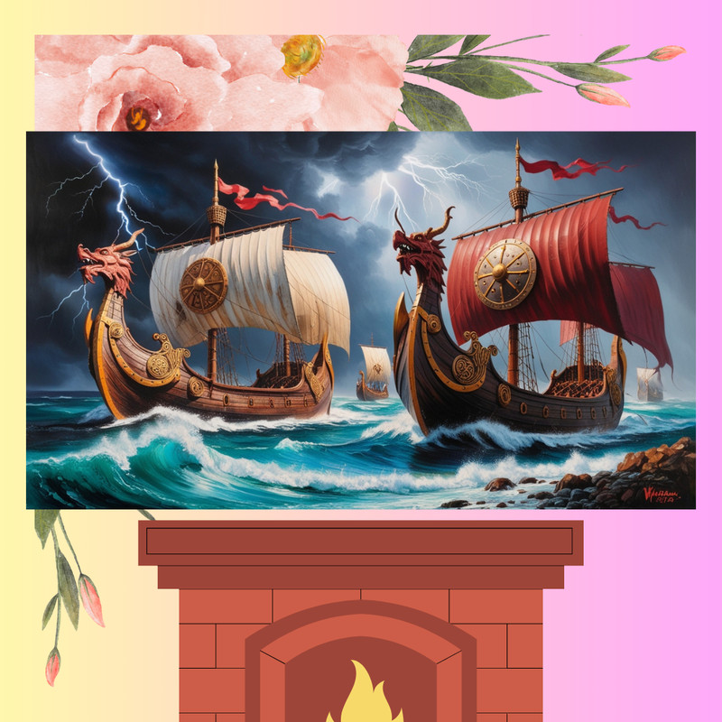 Downloadable Oil Paintings Of Viking Ships And Sea Adventures For Nauticalthemed TV Frame Art 0