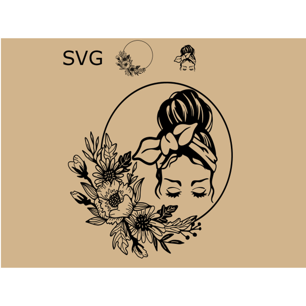 Woman Flower Wreath SVGPNG  Logo 0