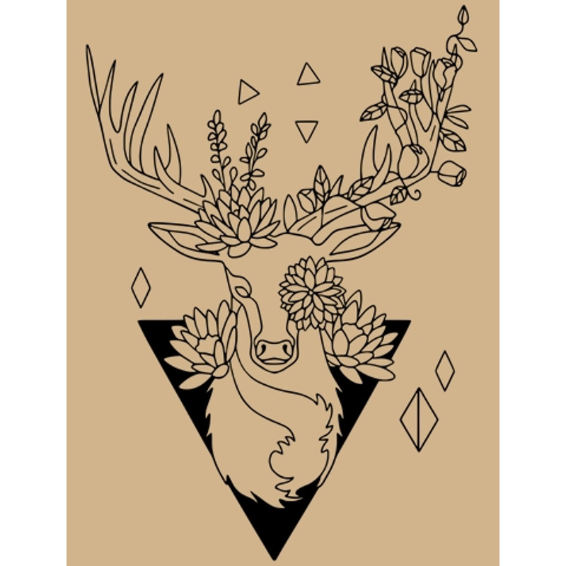 Hand Drawn Deer With Flowers PNGSVG Logo 0