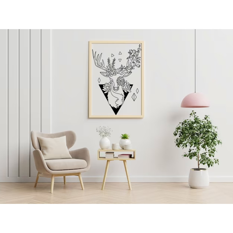 Hand Drawn Deer With Flowers PNGSVG Logo 2