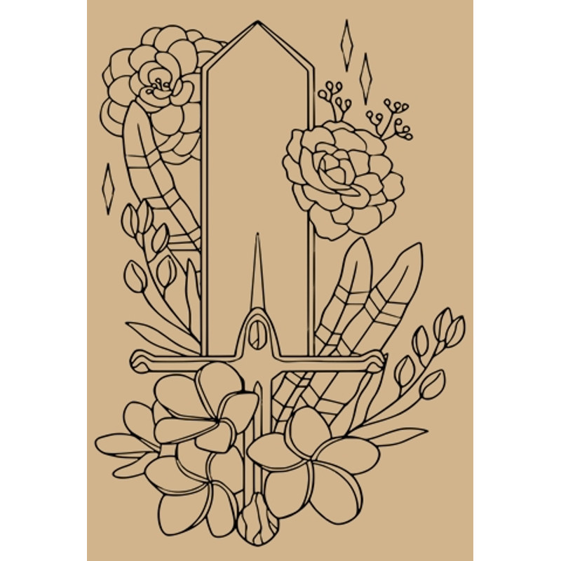 Hand Drawn Sword With Flowers SVGPNG Logo 0