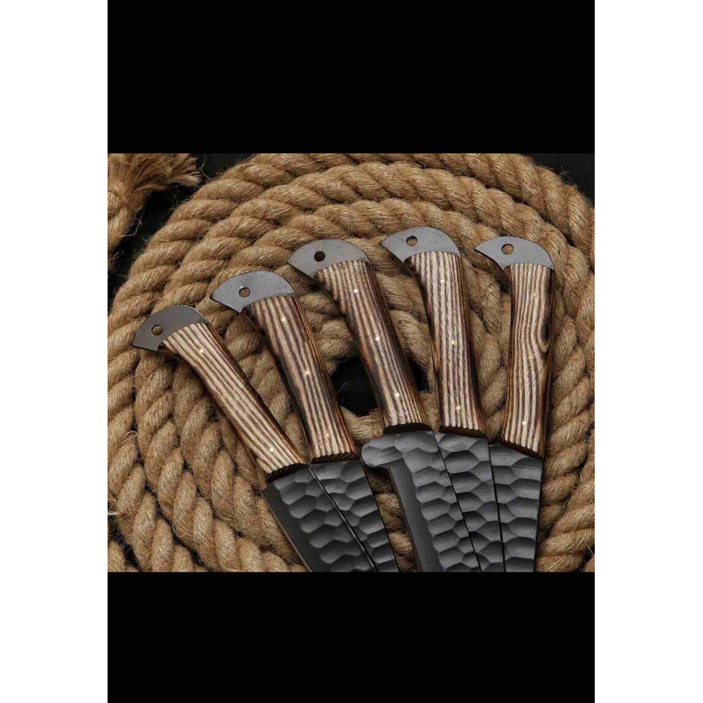 Handmade Damascus Steel Chef Set With Leather Cover Hand Forged Kitchen BBQ Set Best Anniversary And Birthday 3