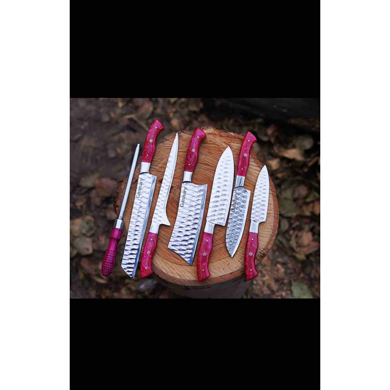 Personalized Handmade Chef Knives Set 7Pcs Perfect Gift For Cooking Lovers Gift For Husband Gift For Wedding Couples 2