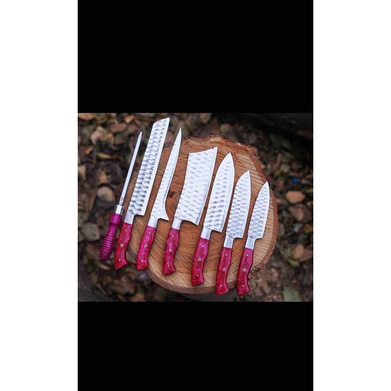 Personalized Handmade Chef Knives Set 7Pcs Perfect Gift For Cooking Lovers Gift For Husband Gift For Wedding Couples 3