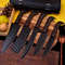 Forged Carbon Coated Steel Chef Set 5Pcs With Leather Roll Kit Handmade Kitchen BBQ Culinary Set Wit