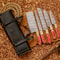 Forged Carbon Coated Steel Chef Set 5Pcs With Leather Roll Kit Handmade Kitchen BBQ Set Birthday 3