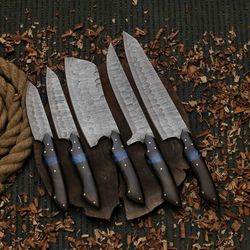 etched j2 steel chef knife, j2 kitchen knife with turquoise & wenge wood, bbq boning slicing knife gift for men