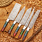 Handcrafted San Mai Damascus Chef Knife Set 5Piece near me