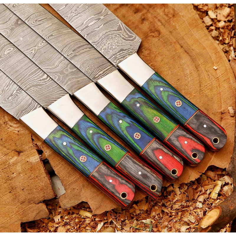 Handcrafted San Mai Damascus Chef Knife Set 5Piece near me