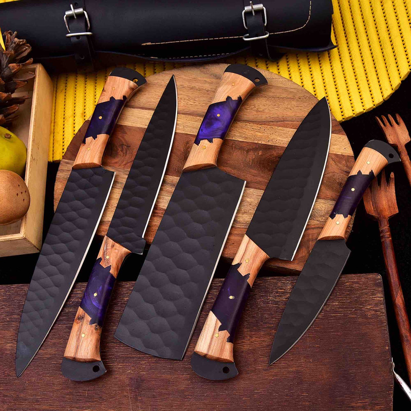 Custom Handmade Chef Knife Set Best Gift For Him 5ps Knife Set Christmas Gift Halloween Gift Kitchen Knife Set 3