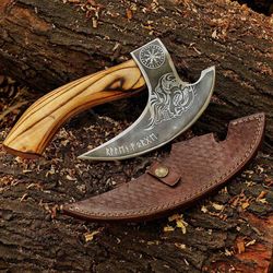 crazy viking pizza cutter axe, original custom hand forged pizza axe, handmade gift for best man, best birthday