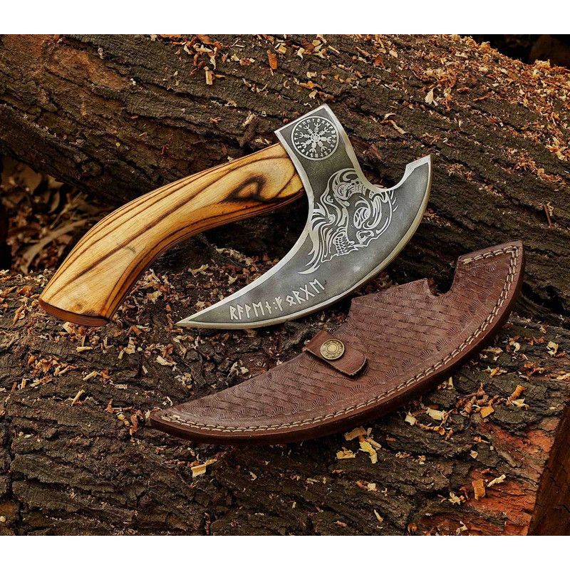 Crazy Viking Pizza Cutter Axe Original Custom Hand Forged Pizza Axe Handmade Gift For Best Man Best Birthday 0