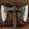 Handmade Viking DoubleHeaded Axe With Etched Carbon Steel And LeatherWrapped Oak Handle Expertly Cra