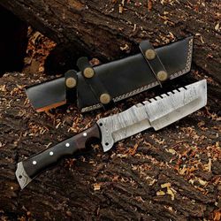damascus tracker knife premium personalized damascus steel hunting knife full tang black pakka wood handle leather