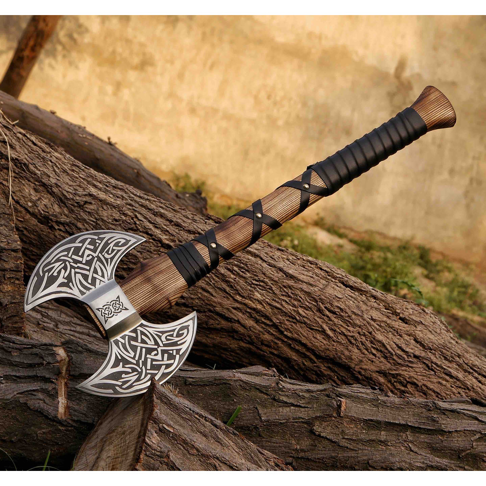 Double Headed Viking Axe Bearded Axe Hand Forged Steel Double Blade Viking Axe Gift For Him Christmas Gift 3