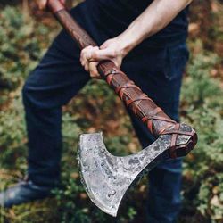 39" two handed berserker axe, hand forged steel, norse axe, scandinavian viking axe, bearded axe, large viking axe