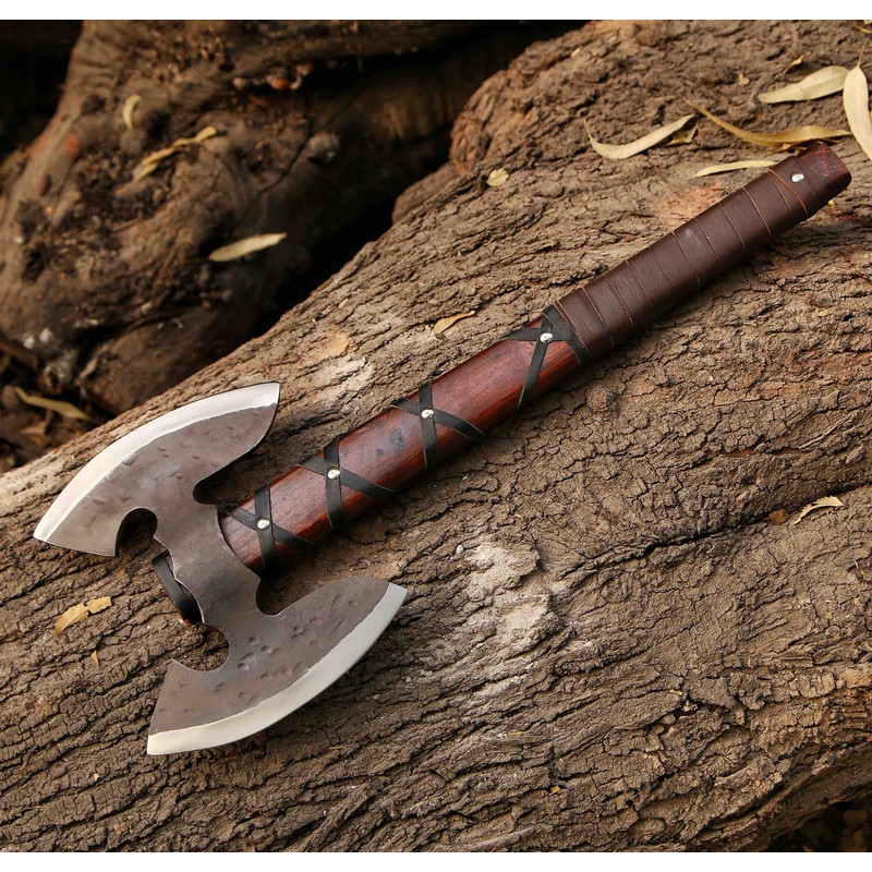 RAGNAR VIKING AXE Larp Forged Halloween Gift Camping Axe Christmas Gift With Rose Wood Shaft Viking