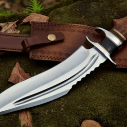 15" full tang carbon steel hunting knife | stag antler grip | forged outdoor blade