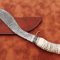 Vintage Style Damascus Steel Bowie Knife 15 Kukri Design Blade Camel Bone Handle Leather Sheath 2