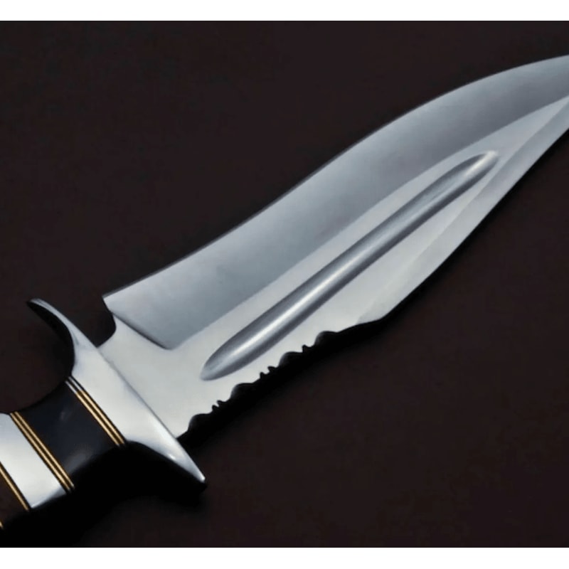 Classic Bowie Knife Handmade 1095 High Carbon Steel With Leather Sheath 3