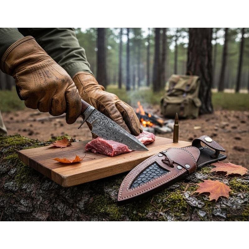 10 Handmade Damascus Steel Hunting Knife Rosewood Handle Fixed Blade For Camping Survival 2