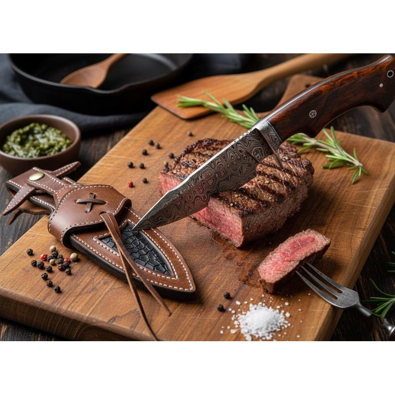 10 Handmade Damascus Steel Hunting Knife Rosewood Handle Fixed Blade For Camping Survival 3