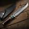 Handmade Damascus Steel Tracker Knife Full Tang Resin Wood Handle With Leather Sheath 6