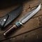 Handmade Damascus Steel Tracker Knife Full Tang Resin Wood Handle With Leather Sheath 6