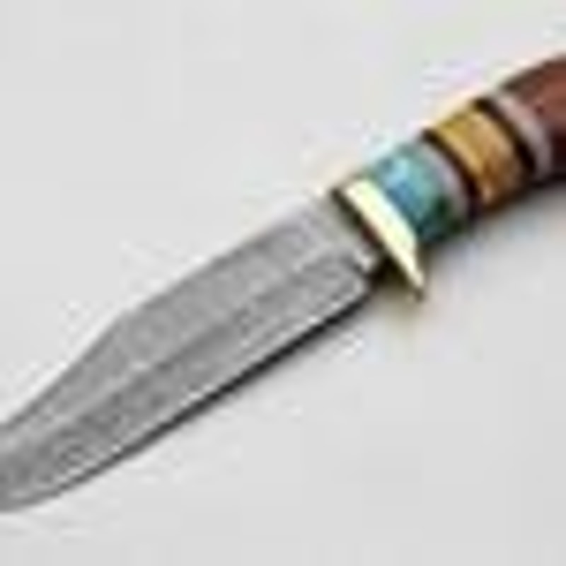 Handmade Damascus Steel Tracker Knife Full Tang Resin Wood Handle With Leather Sheath 8